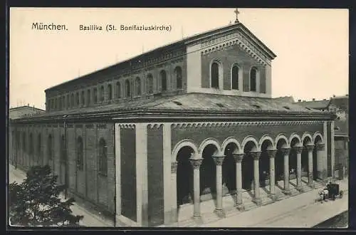 AK München, Partie mit Basilika (St. Bonifaciuskirche)