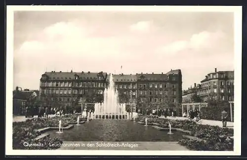 AK Chemnitz, Leuchtbrunnen in den Schlossteich-Anlagen