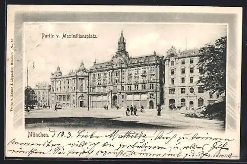 AK München, Partie vom Maximiliansplatz