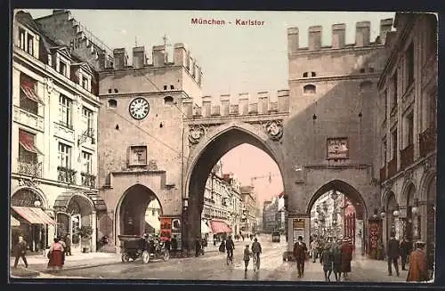 AK München, Das Karlstor an der Neuhauser Strasse