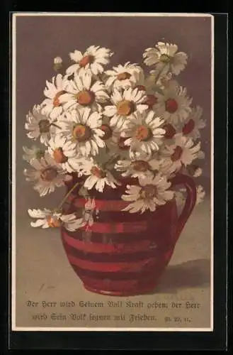 Künstler-AK Anna Haller: Margeritenstrauss in einem Krug