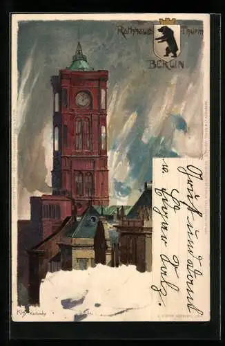 Künstler-AK Heinrich Kley: Berlin, Rathaus-Turm, Wappen