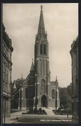 AK Wien, Weinhaus, Weinhauser Pfarrkirche mit Anlagen