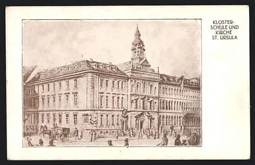 Künstler-AK Wien, Klosterschule & Kirche St. Ursula