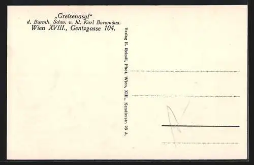 AK Wien, Greisenasyl der Barmh. Schw. v. hl. Karl Boromäus, Gentzgasse 104, Ansicht aus der Vogelschau