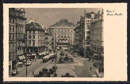 AK Wien I, Neuer Markt, Kapuzinerkirche, Strassenbahn auf dem Neuen Markt