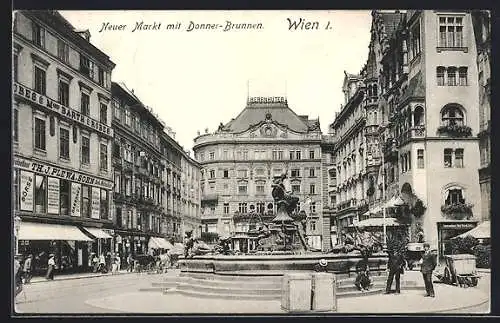 AK Wien, Neuer Markt, mit Donner-Brunnen