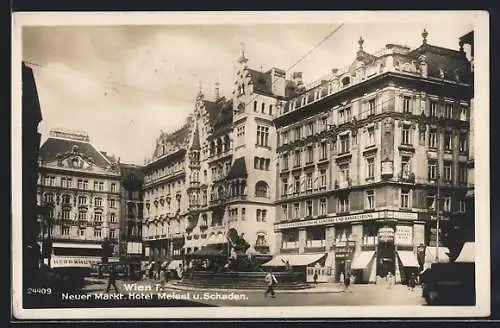 AK Wien, Neuer Markt mit Hotel Meissl & Schadn, Herrnhut