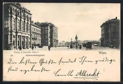 AK Wien, Schwarzenbergplatz, Panorama mit Denkmal