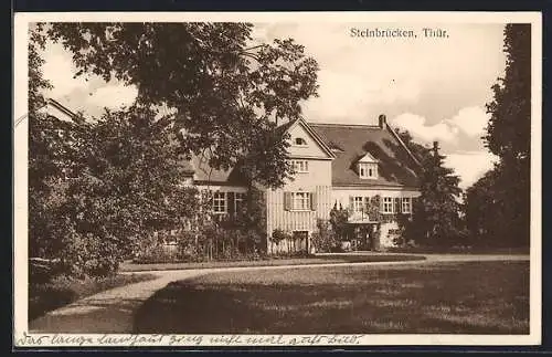 AK Steinbrücken /Thür., Gutshaus mit Garten