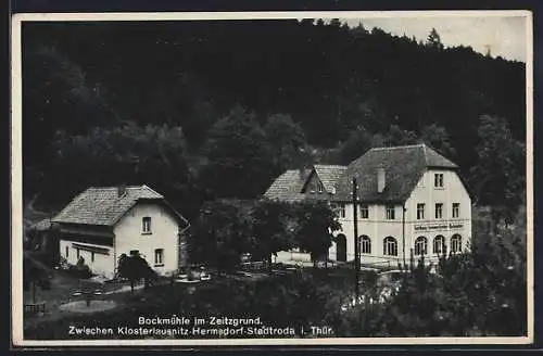 AK Klosterlausnitz i. Thür., Gasthaus Bockmühle im Zeitzgrund, Bes. Carl Heinicke