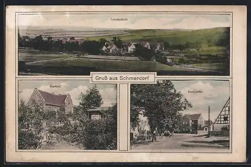 AK Schmerdorf, Gasthof und Dorfpartie