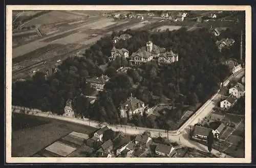 AK Coswig / Sachsen, Heilstätte lindenhof vom Flugzeug aus