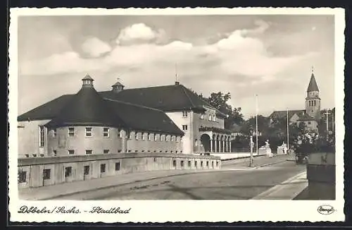 AK Döbeln /Sachs., Blick auf das Stadtbad