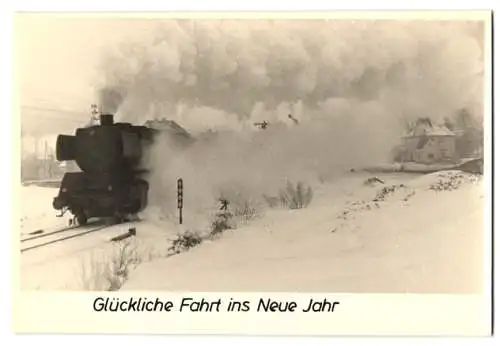 Fotografie Deutsche Bahn, Dampflok, Lokomotive Nr. 50 857 auf der Strecke Bielefeld-Osnabrück im Winter