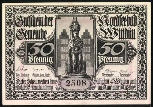 Notgeld Wittdün, 1921, 50 Pfennig, Hünengrab bei Wittdün und Gotthard der Gemeinde Wittdün