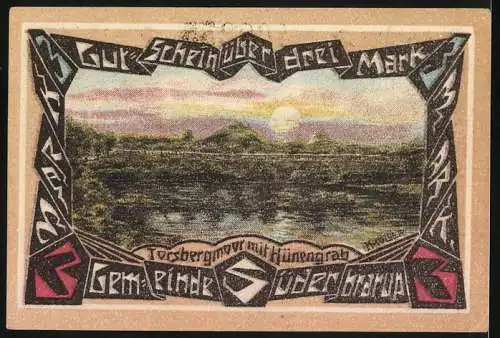 Notgeld Süderbrarup 1920, 3 Mark, Rinder und Landschaftsszene Motiv