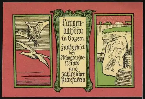 Notgeld Langenaltheim 1920, 25 Pfennig, Drachenmotiv und Fundgebiet des Solnhofener Plattenkalks