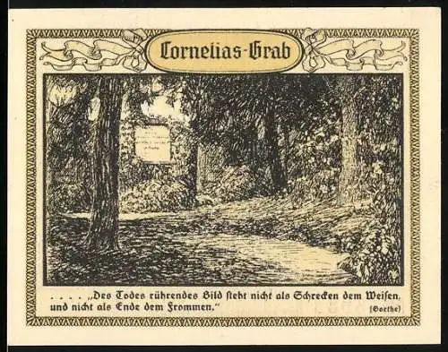 Notgeld Emmendingen, 1921, 50 Pfennig, Motiv Cornelias-Grab, Seriennummer 13982
