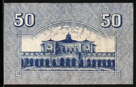 Notgeld Bad Kissingen 1917, 50 Pfennig, Stadtansicht und Seriennummer 236669