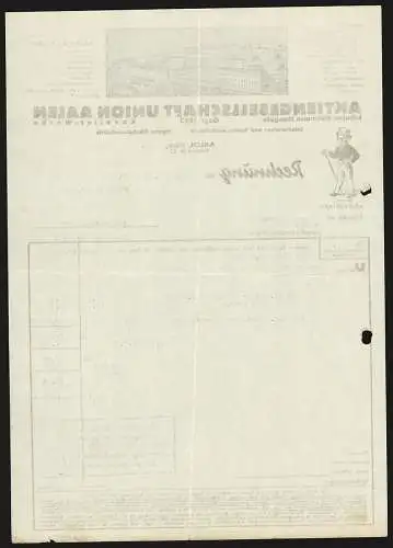 Rechnung Aalen /Württ. 1936, Aktiengesellschaft Union, Schuhcreme- und Bohnerwachswerk, Gesamtansicht der Betriebsanlage