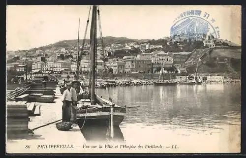 AK Philippeville, Vue sur la Ville et l`Hospice des Vicillards