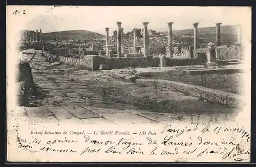 AK Timgad, Ruines Romaines, Le Marché Romain