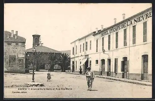 AK Arzew, Avenue de la Gare et Rue Ste-Marie, Hotel et Café de la Nevre