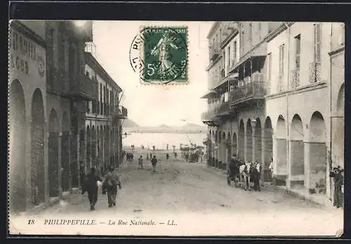 AK Philippeville, La Rue Nationale