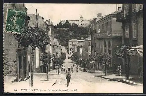 AK Philippeville, La Rue d`Austerlitz