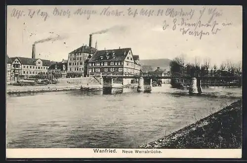 AK Wanfried, Neue Werrabrücke im Winter