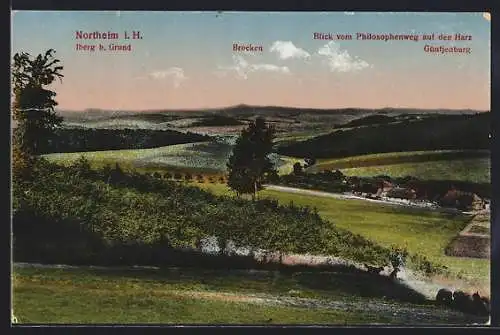 AK Northeim /Hann., Blick vom Philosophenweg auf den Harz, mit Brockenblick