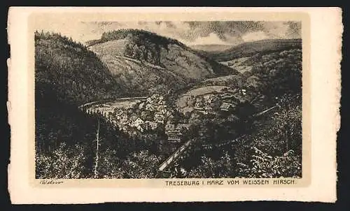 AK Treseburg i. Harz, Blick vom weissen Hirsch