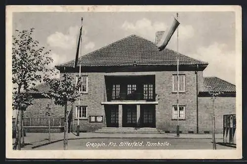 AK Greppin /Bitterfeld, Blick auf die Turnhalle