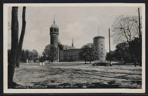AK Wittenberg / Lutherstadt, Schloss mit Kirche