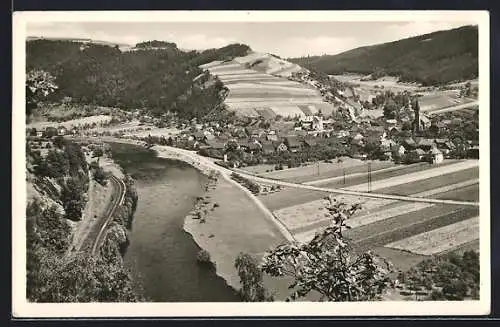 AK Kaulsdorf a. d. Saale, Ort und Fluss aus der Vogelschau