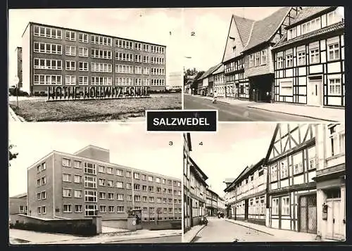 AK Salzwedel, Käthe-Kollwitz-Schule, Strasse der Jugend, Feierabendheim Clara Zetkin