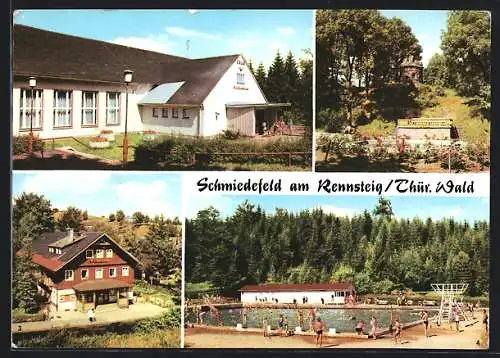 AK Schmiedefeld am Rennsteig, FDGB-Kulturhaus, Filmbühne, Waldbad