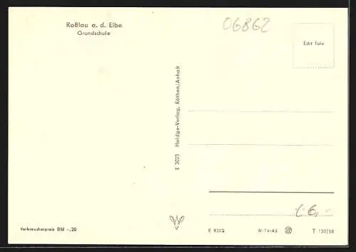 AK Rosslau a. d. Elbe, Ansicht der Grundschule