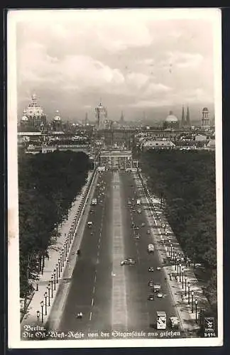 AK Berlin-Tiergarten, Ost-West-Achse von der Siegessäule aus gesehen