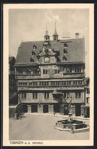 AK Tübingen a. N., Rathaus und Brunnen
