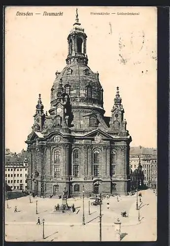 AK Dresden, Frauenkirche und Luther-Denkmal