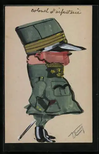 Künstler-AK Handgemalt: Colonel d`Infanterie