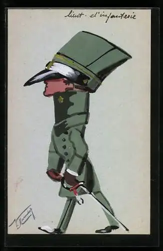 Künstler-AK Handgemalt: Lieut. d`Infantierie