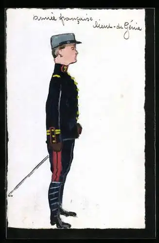 Künstler-AK Handgemalt: Armée francaise, Soldat im Profil