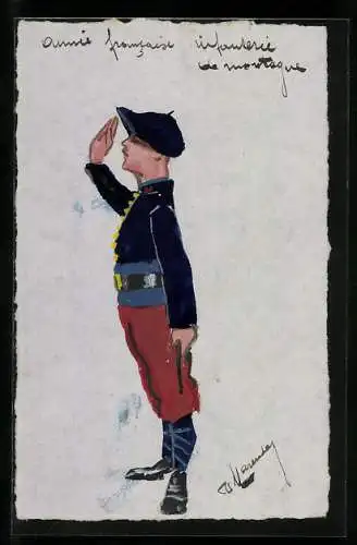 Künstler-AK Handgemalt: Armée francaise, Infanterie de montagne