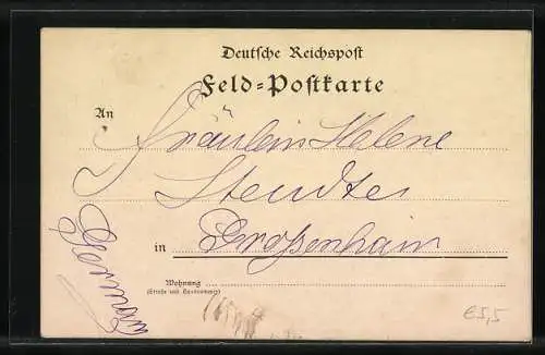 Künstler-AK Handgemalt: Soldat wird von Frau umarmt