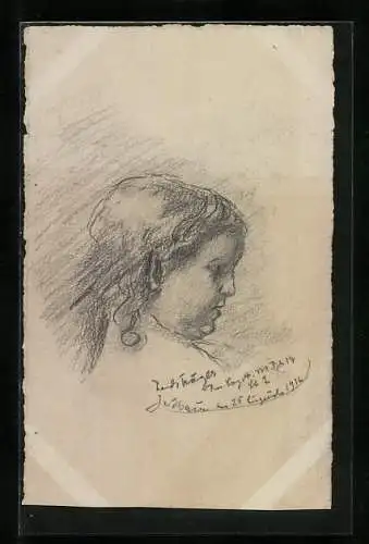 Künstler-AK Handgemalt: Porträt eines kleinen Mädchens