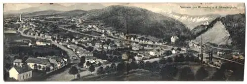 Klapp-AK Winzendorf a. d. Schneebergbahn, Gesamtansicht gegen die Berge