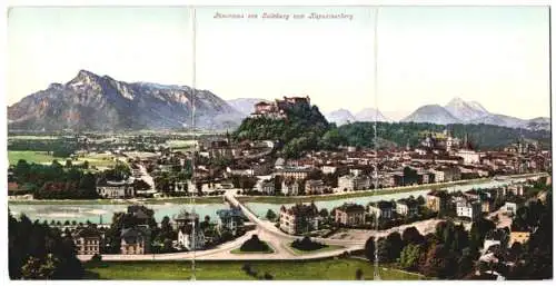 Klapp-AK Salzburg, Panoramablick mit der Feste vom Kapuzinerberg aus